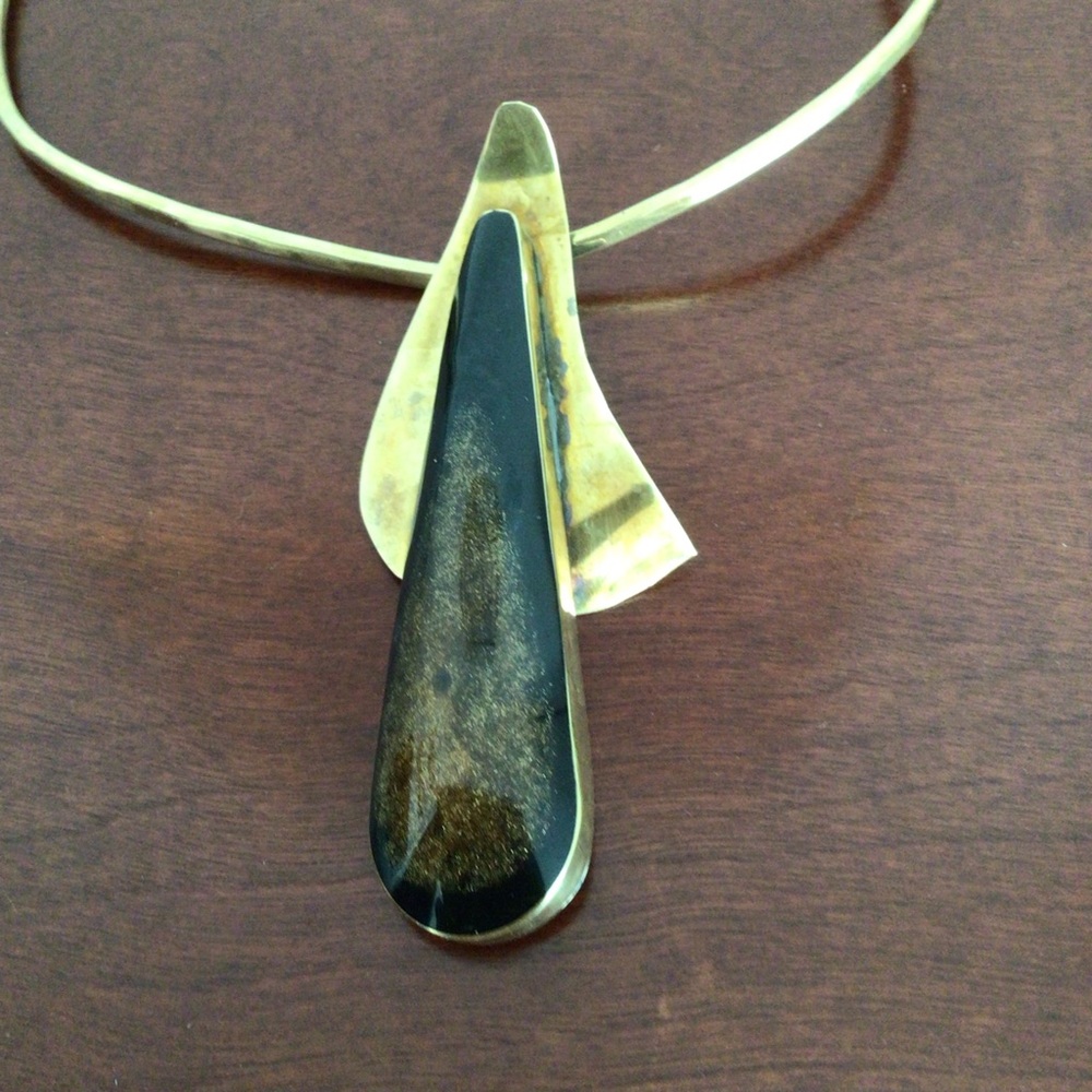 Vintage brass choker with a pendant